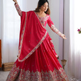Light Pink Natural Crep Lehenga