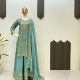 Designer Embroidered Sharara Suit