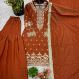Orange Partywear Suit Sharara
