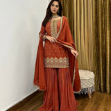 Orange Partywear Suit Sharara