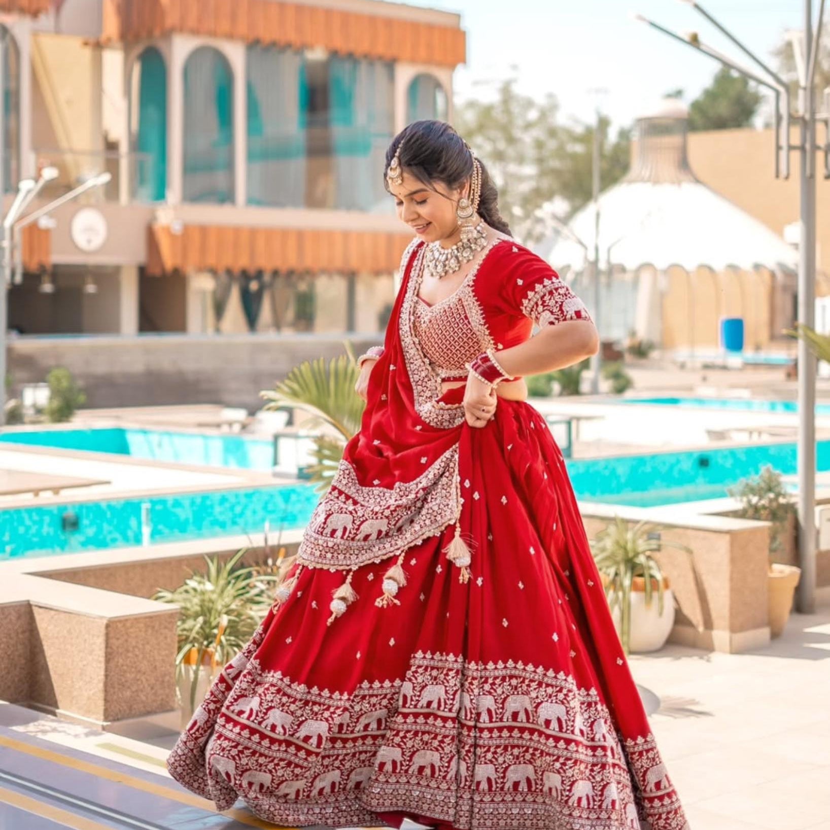 Beautiful Elephant Embroidered Lehenga