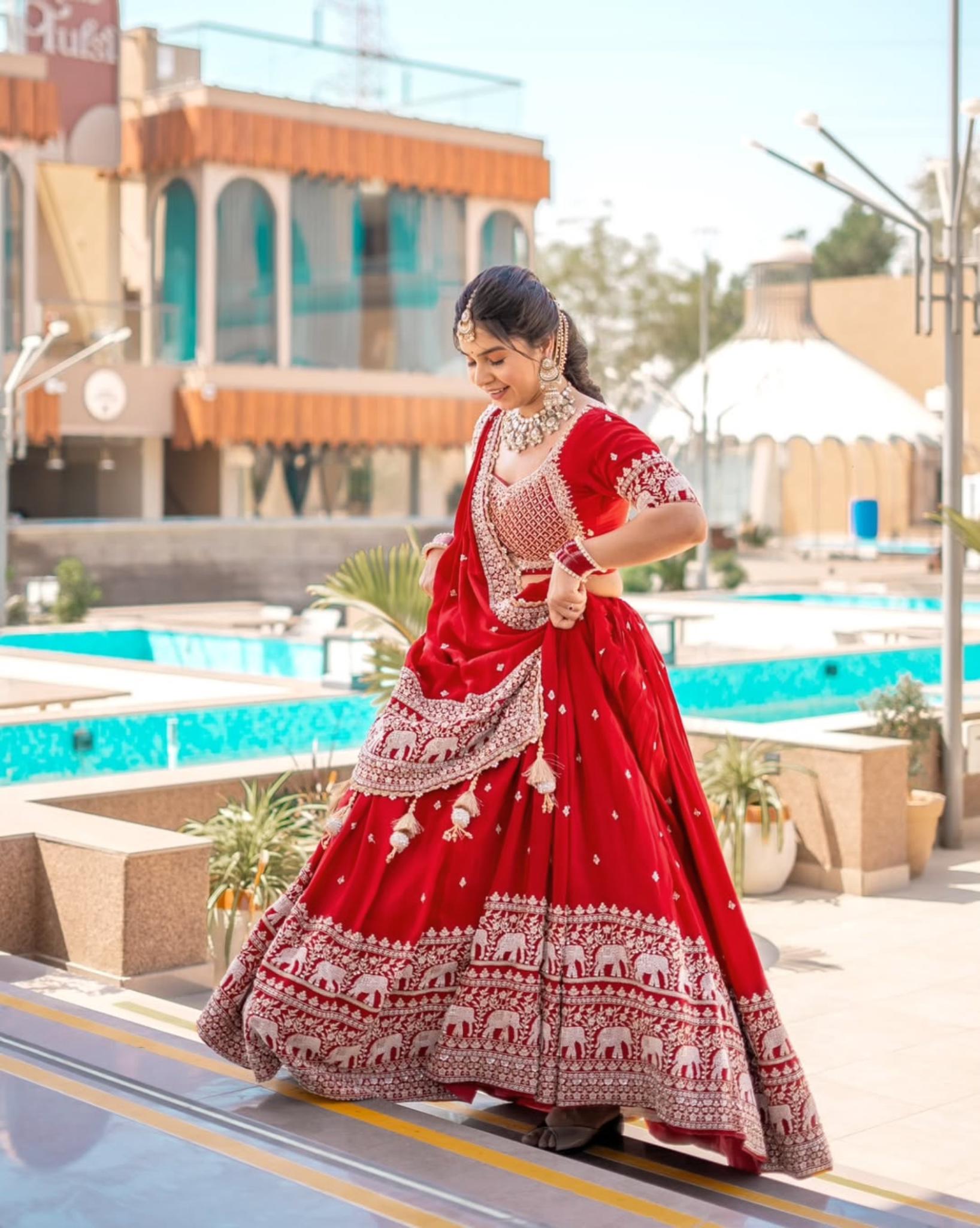 Beautiful Elephant Embroidered Lehenga