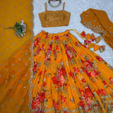Orange Fancy Printed Lehenga
