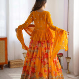 Orange Fancy Printed Lehenga