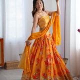 Orange Fancy Printed Lehenga