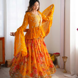 Orange Fancy Printed Lehenga
