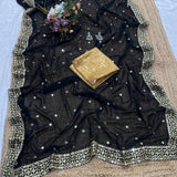 Celebrity Black Mirror Work Saree