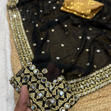 Celebrity Black Mirror Work Saree