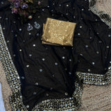 Celebrity Black Mirror Work Saree