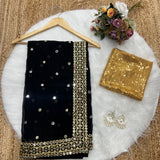 Celebrity Black Mirror Work Saree