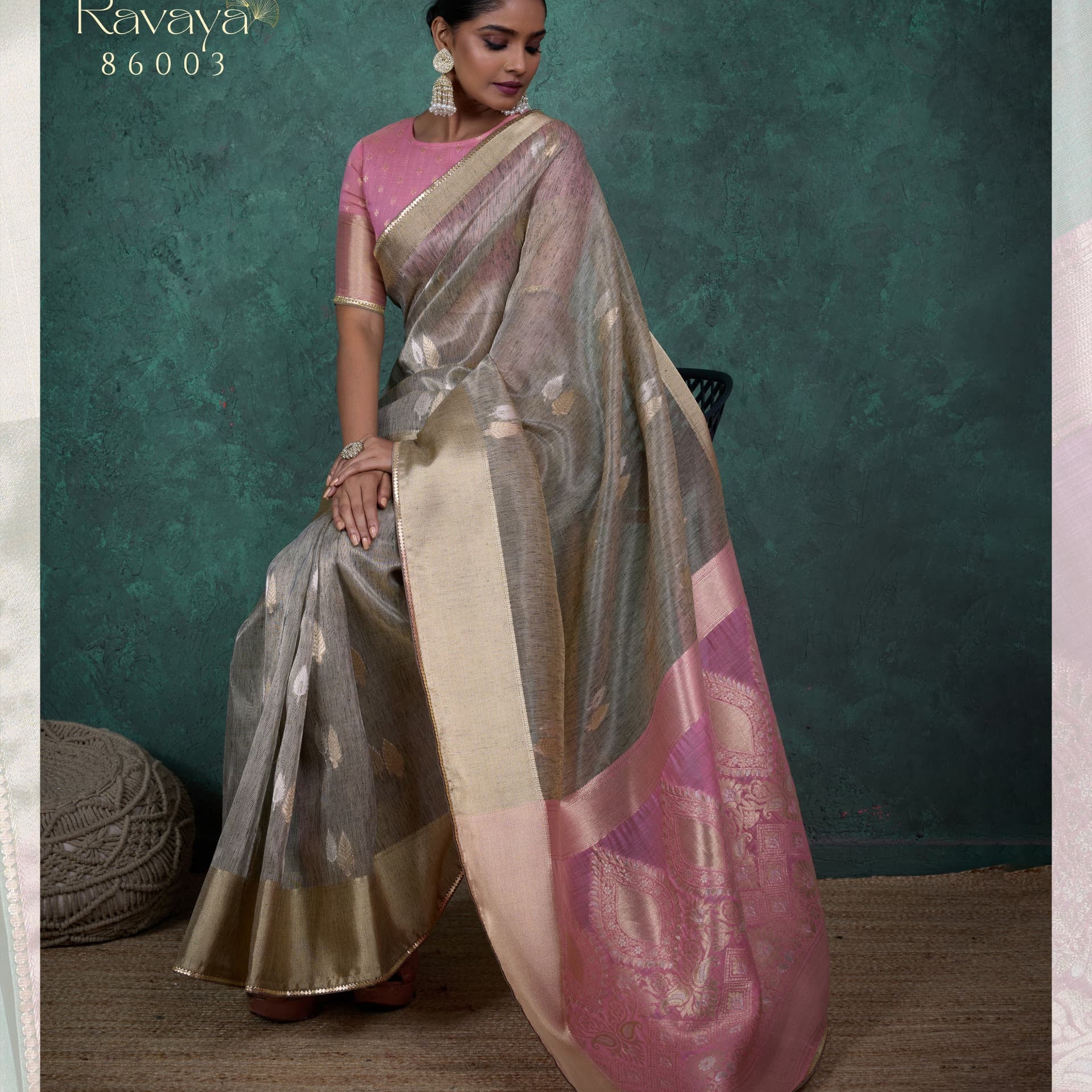 Ravaya Self Woven Linen Saree