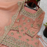 Peach Heavy Embroidered Top Lehenga