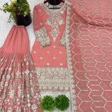 Peach Heavy Georgette Top Plazzo