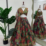 Tabby Flower Print Organza Lehenga