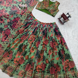 Tabby Flower Print Organza Lehenga