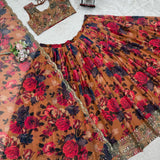 Tabby Flower Print Organza Lehenga