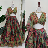 Tabby Flower Print Organza Lehenga