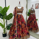 Tabby Flower Print Organza Lehenga