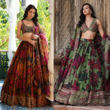 Tabby Flower Print Organza Lehenga