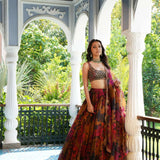 Tabby Flower Print Organza Lehenga
