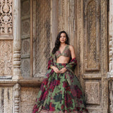 Tabby Flower Print Organza Lehenga