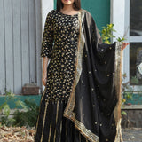 Black Embroidered Top Lehenga