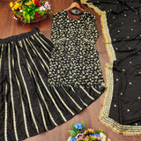 Black Embroidered Top Lehenga