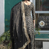 Black Embroidered Top Lehenga