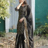 Black Embroidered Top Lehenga