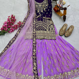Elegance Purple Georgette Top Plazzo
