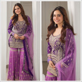 Elegance Purple Georgette Top Plazzo