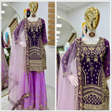 Elegance Purple Georgette Top Plazzo