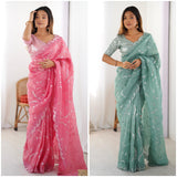Shiny Golden Crush Saree Collection