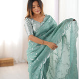 Shiny Golden Crush Saree Collection