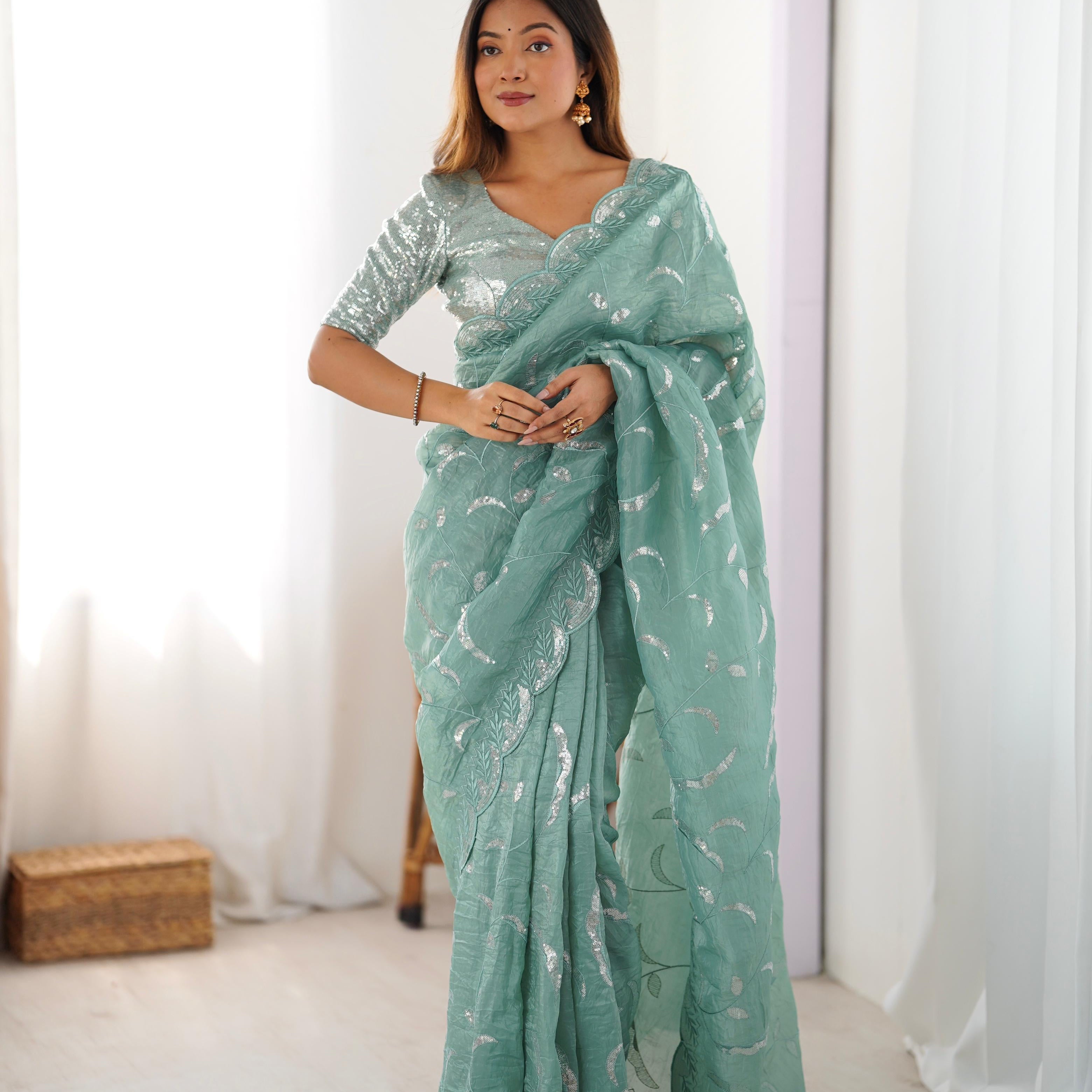 Shiny Golden Crush Saree Collection