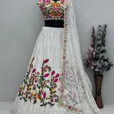 White Bridal Embroidered Lehenga