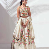 White Bridal Embroidered Lehenga