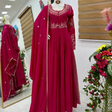 Classy Pink Silk Anarkali Suit