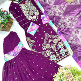 Wine Classy Georgette Suit