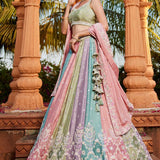 Flower Print Organza Lehenga