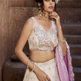 Peach Heavy Embroidered Top Lehenga