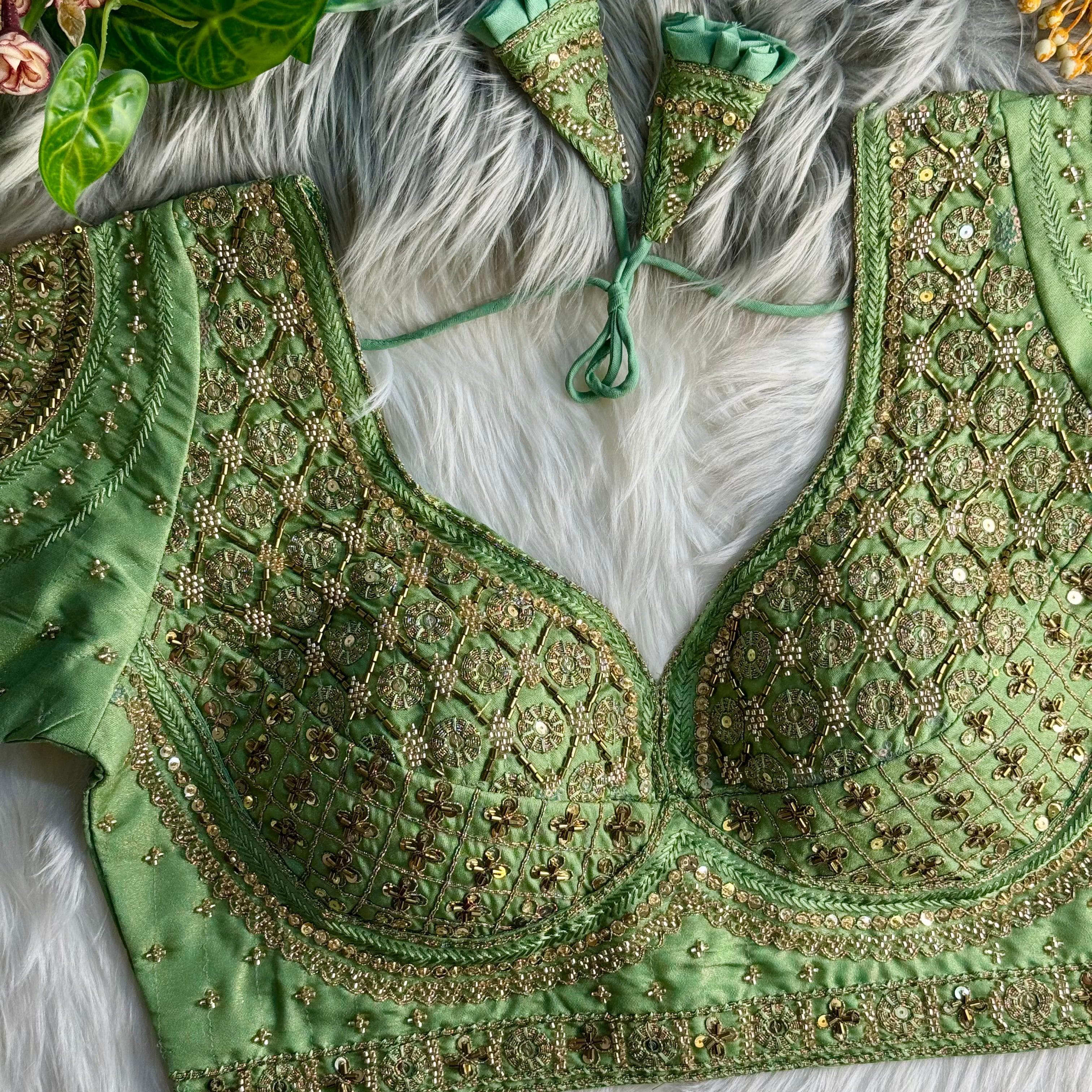 COPPER MATCHING WORK BRIDAL BLOUSE