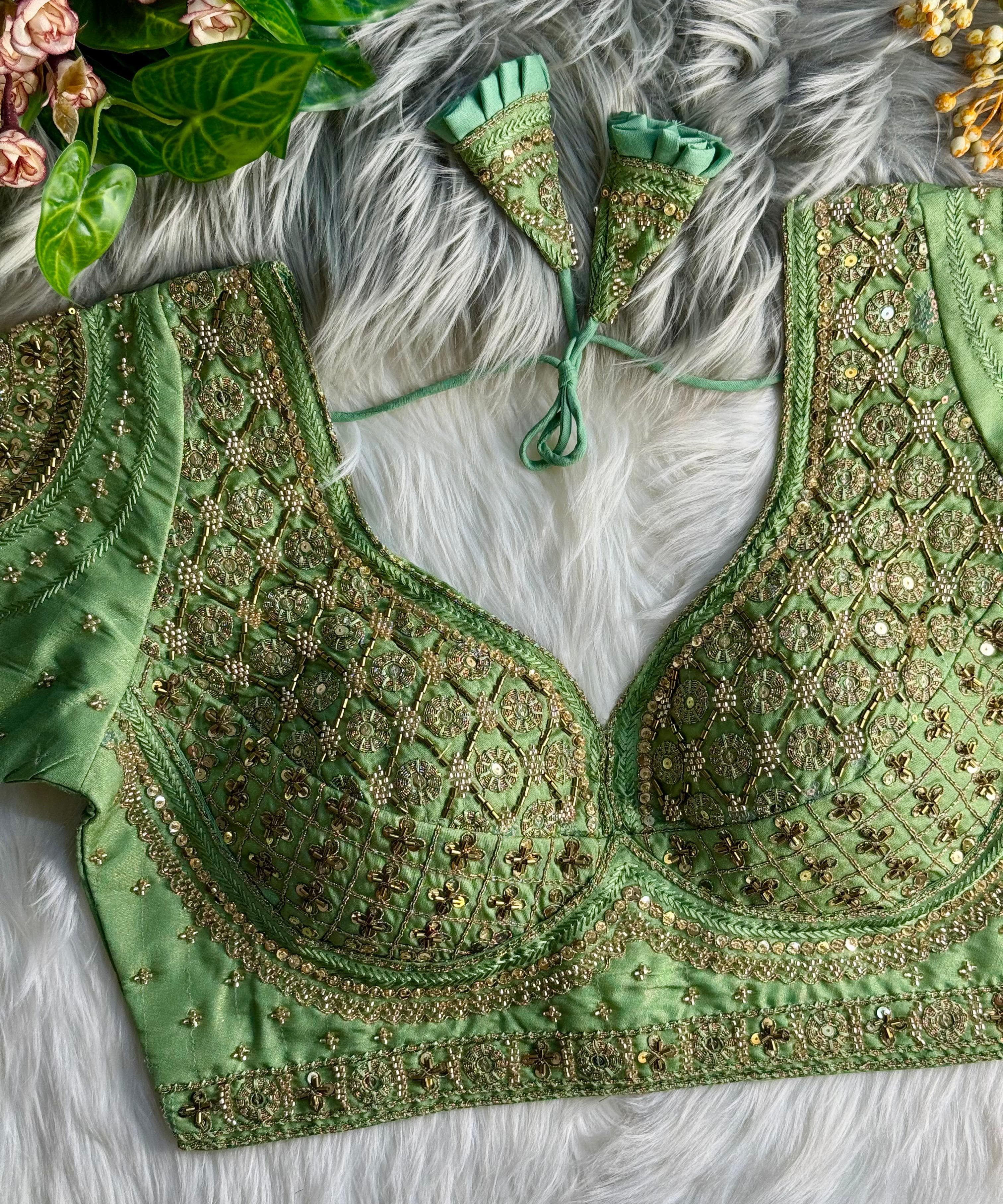 COPPER MATCHING WORK BRIDAL BLOUSE