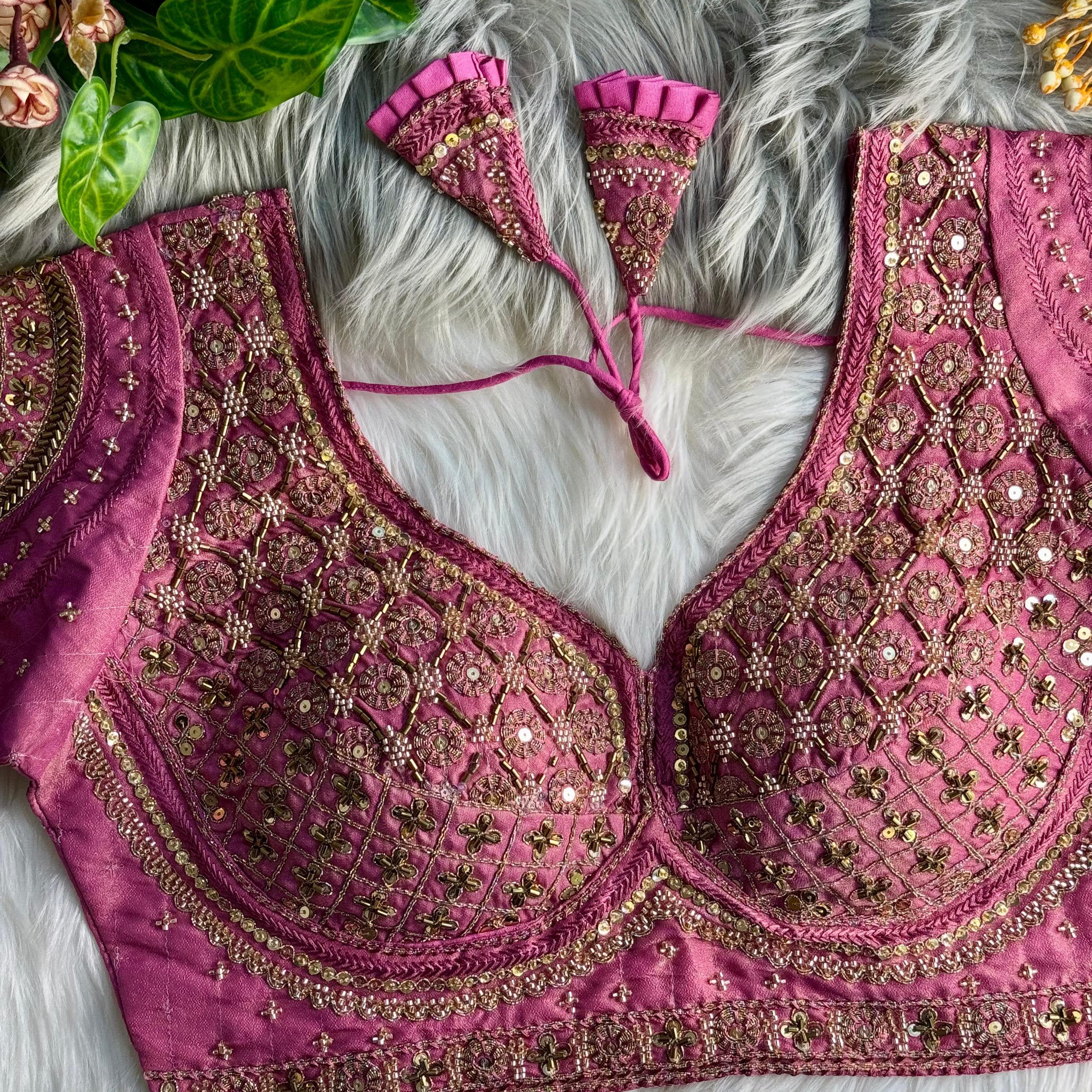 COPPER MATCHING WORK BRIDAL BLOUSE