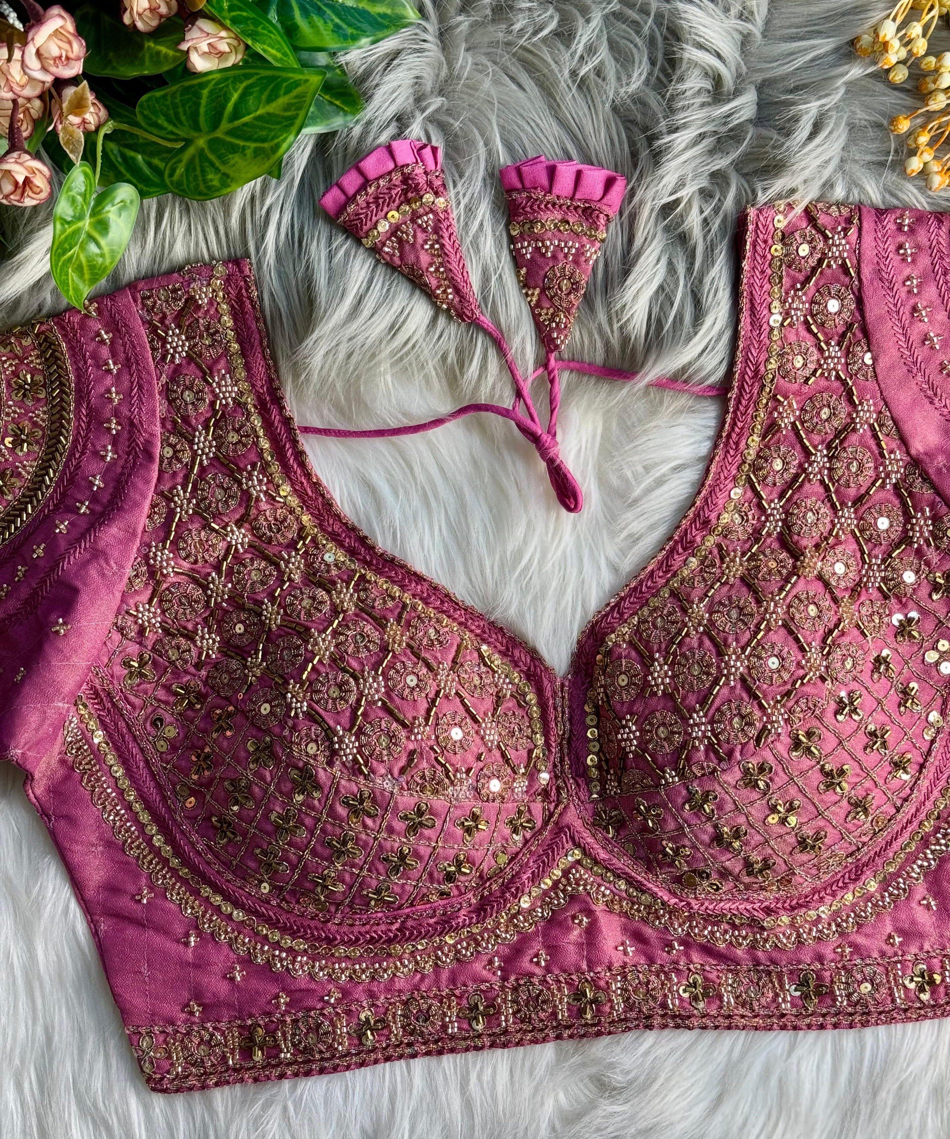 COPPER MATCHING WORK BRIDAL BLOUSE