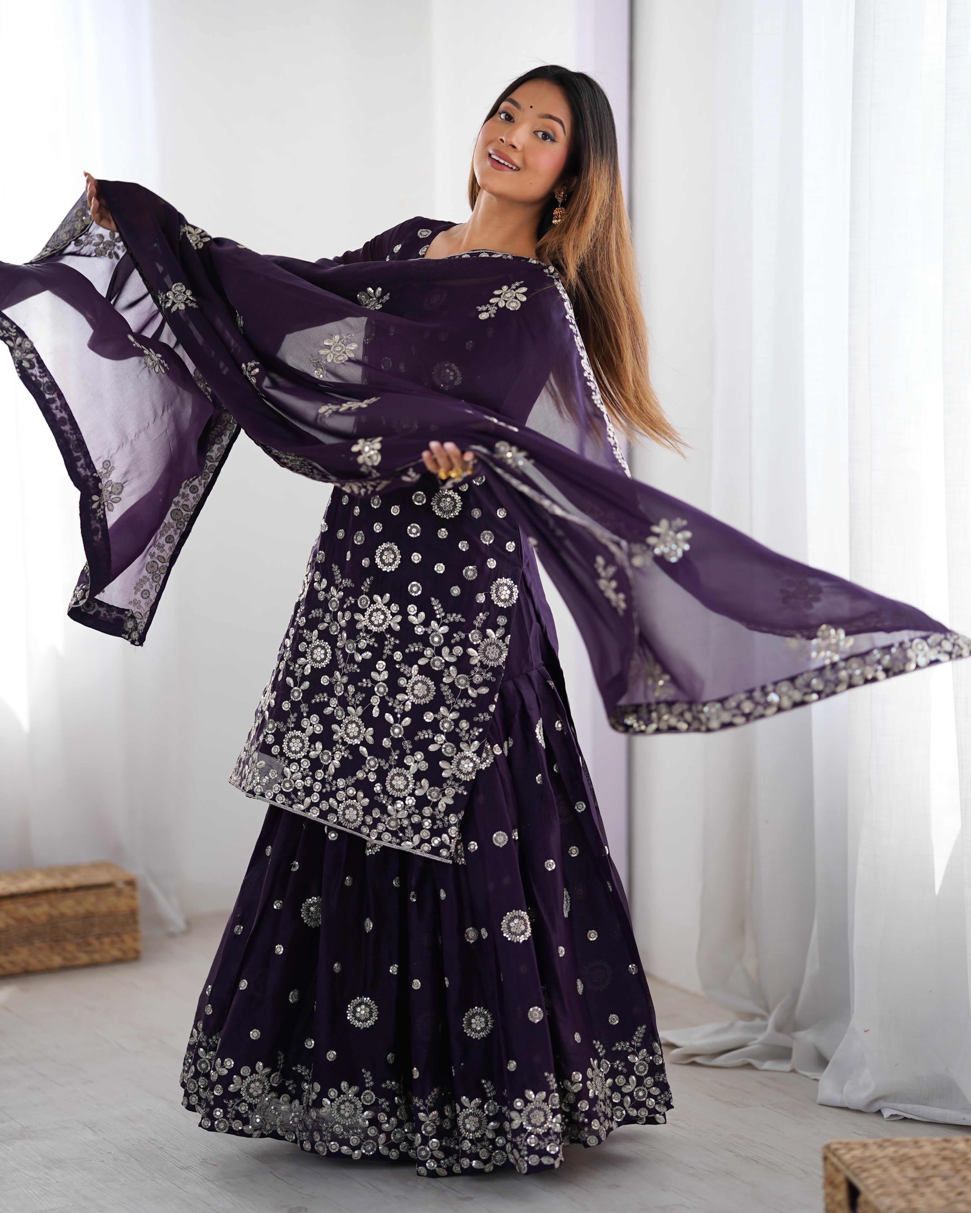 Royal Faux Georgette Top Sharara