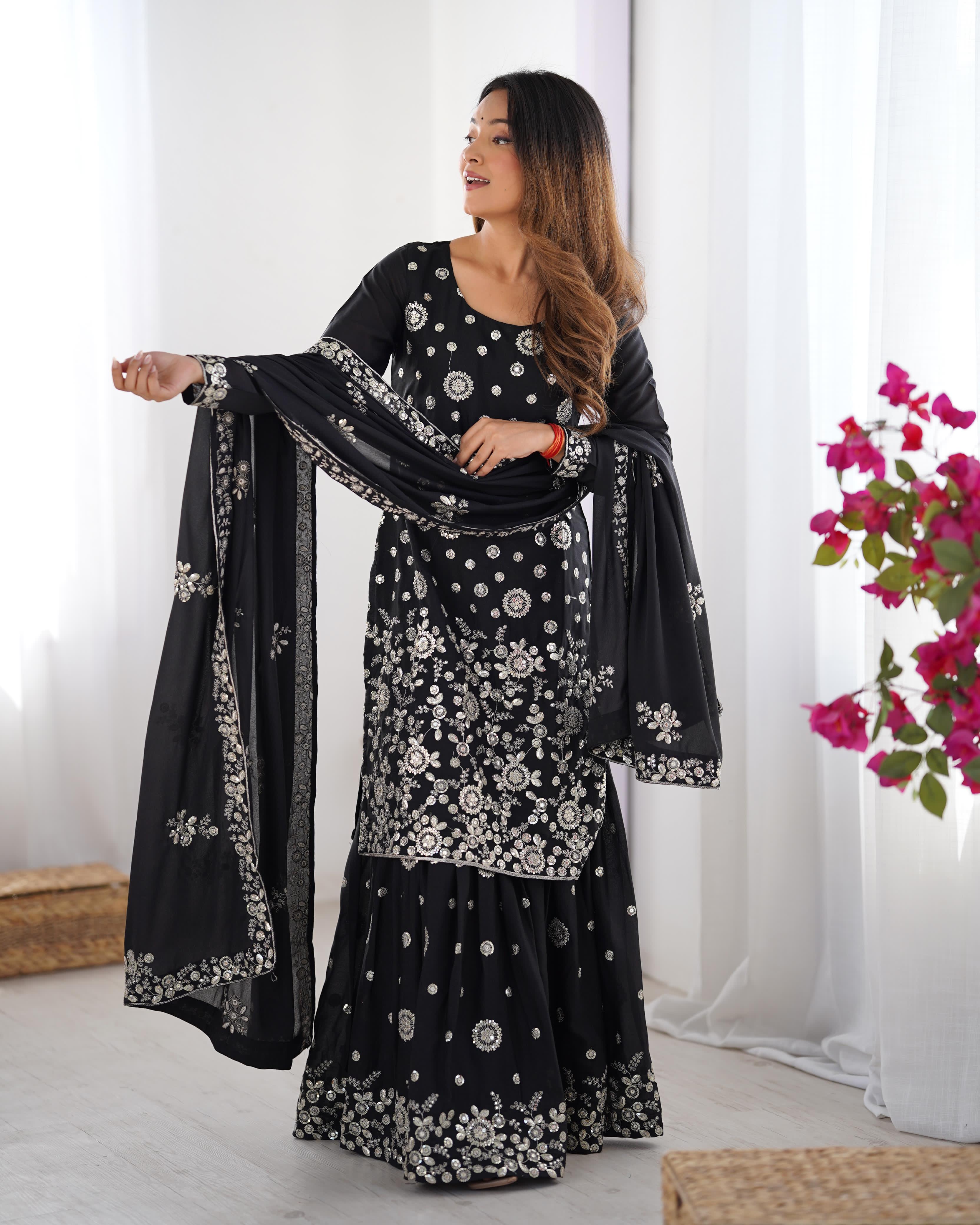 Royal Faux Georgette Top Sharara