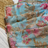 New celebrity inspired  digital printed tebby silk saree