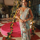 New celebrity inspired  digital printed tebby silk saree