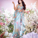 New celebrity inspired  digital printed tebby silk saree